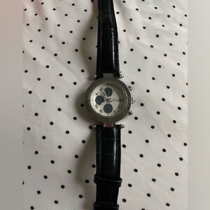 EUC - Men’s Klaus Kobec Stainless Steel Watch w/Black Leather Band